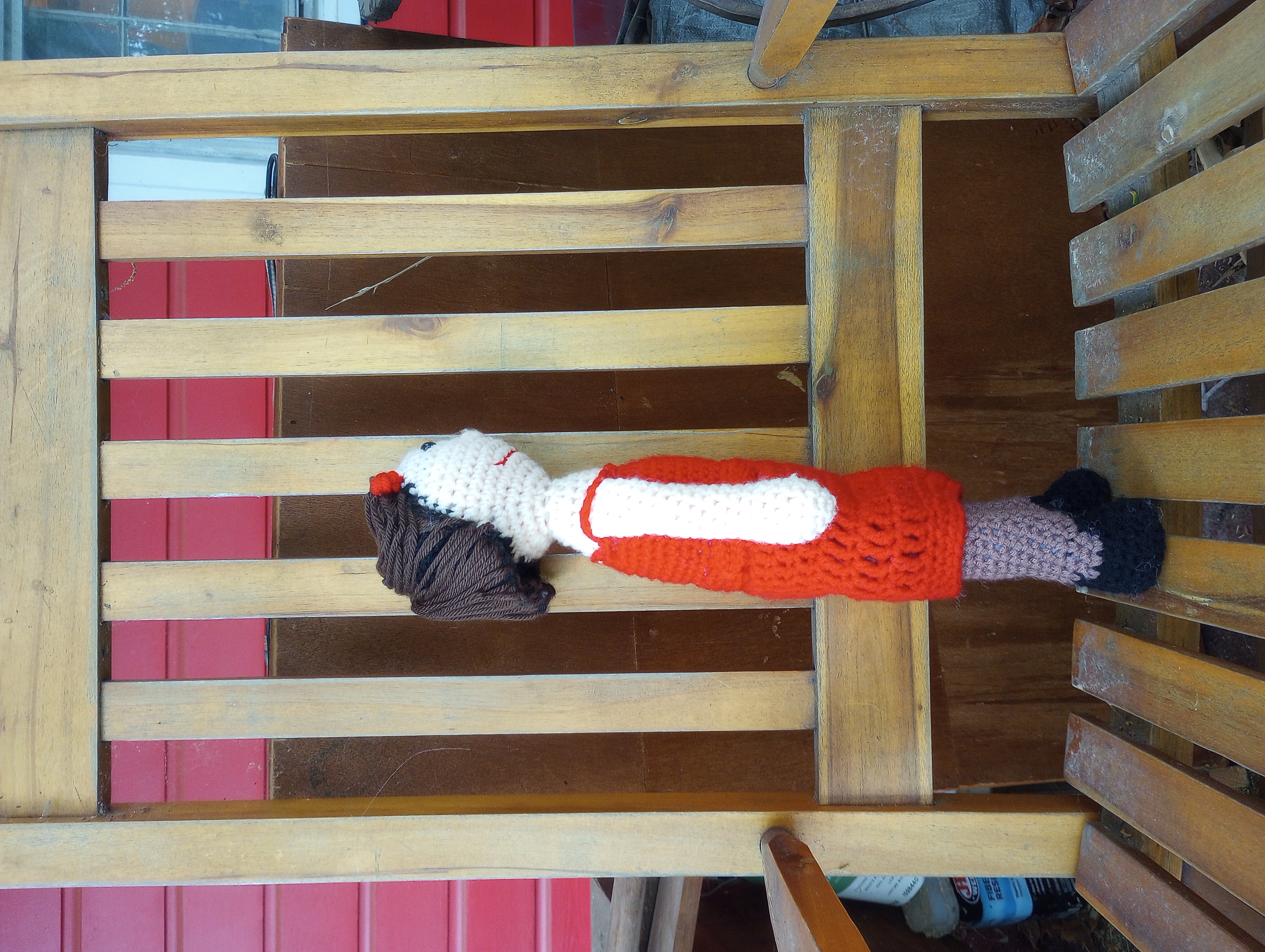 The same doll, seen from the side to see the updo